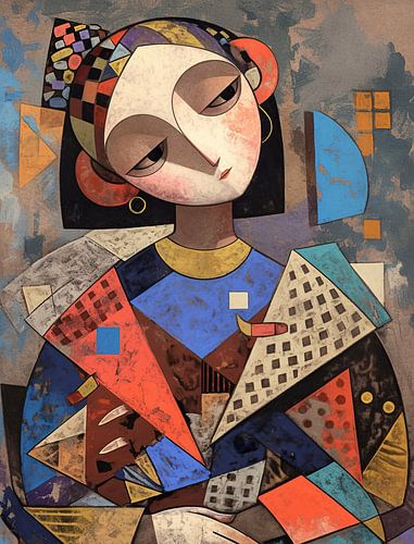 Abstrakte Frau | Geometrische Frau mit Farben