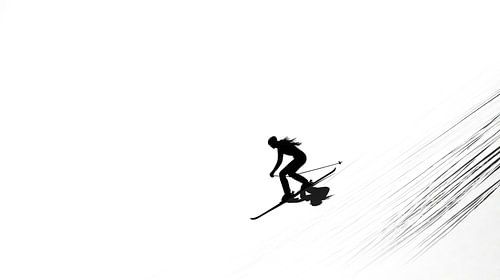 Silhouet van skiër tijdens de vlucht