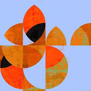 Retro Marmor Mosaik Baby Blau Orange