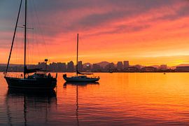 Leuchtend orangefarbener Sonnenaufgang - Hafen von San Diego von Joseph S Giacalone Photography