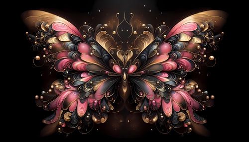 Elegante zwarte vlinder met gouden vleugels