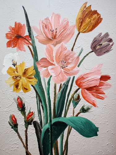 Cheerful flowers in soft colours