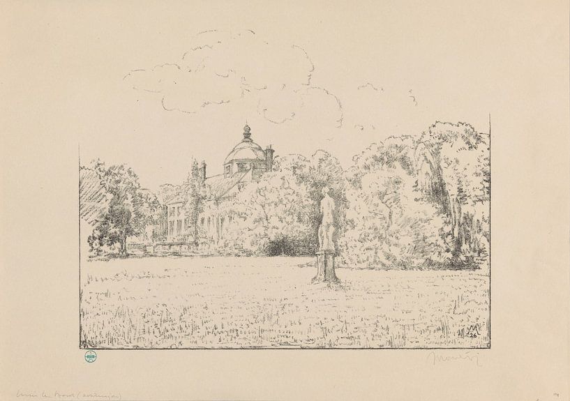 Simon Moulijn, View of Palace Huis ten Bosch from the garden, 1926 by Atelier Liesjes