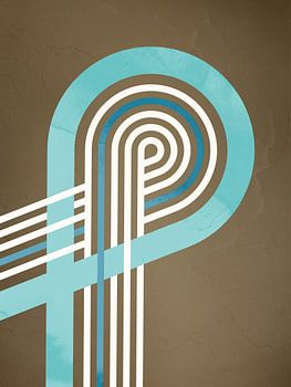 Vintage lijnstructuur in blauw op bruine textuur