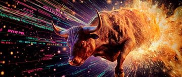 Stier in explosieve beweging - Digitaal van Poster Art Shop