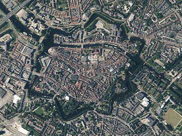 Luchtfoto van het stadcentrum van Zwolle