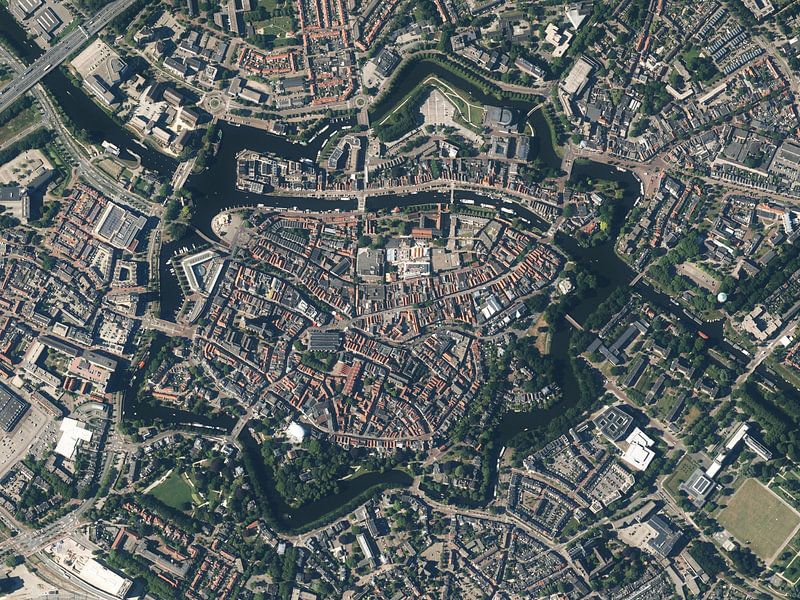 Aerial view of Zwolle city centre by Maps Are Art