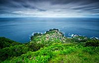 Kleines Dorf am Meer, Faja de Ouvidor, Sao Jorge, Azoren