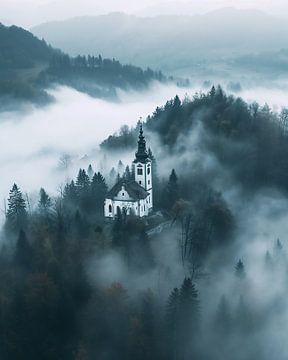 Chapel in a mystical autumn landscape by fernlichtsicht