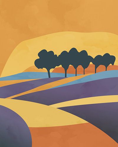 Bomen in de zomer minimalistisch landschap