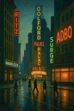 Times Square Rain: Neonreflecties en eenzaamheid van Travel Shop