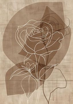 Moderne bloemen schilderij | Woven Rose Dream van Modern Collection