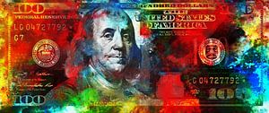 Benjamin Franklin - 100 dollars en couleur sur Sharon Harthoorn