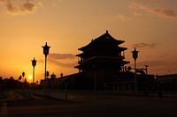 Zonsondergang met het Tiananmenplein