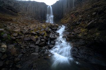 Waterfall with basalt rocks by Roy Poots