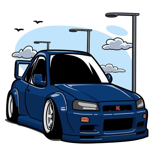 leuke gestileerde cartoon auto