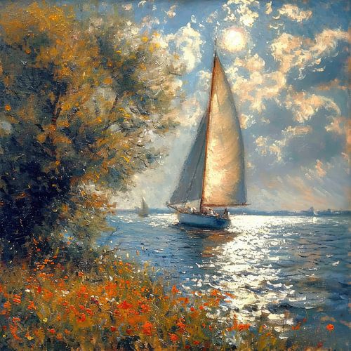 Sailboat Moon Maritime Sea Nautical