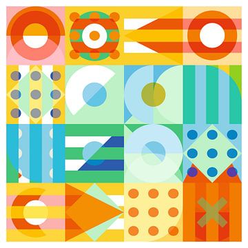 Formes géométriques en patchwork sur Raymond Wijngaard