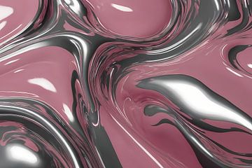 Dynamic Flow en argent et rose sur De Muurdecoratie