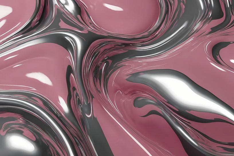 Dynamische Vloeiing in Zilver en Roze van Art & Soul Creations