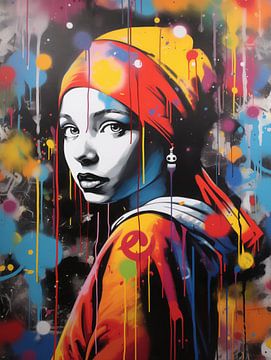 The Girl with the Pearl Earring | Banksy Style Street Art by Frank Daske | Foto & Design