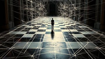 Zakenman in het digitale paleis van Frank Heinz