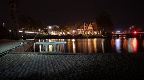 Boot steiger in stadscentrum van Zwolle, Overijssel