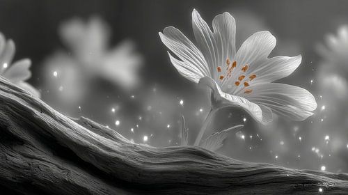 drijfhout met bloemen