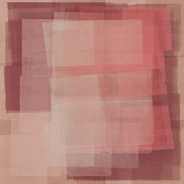 Venster naar het heden. Abstracte kunst in warm roze en bruin. van Dina Dankers