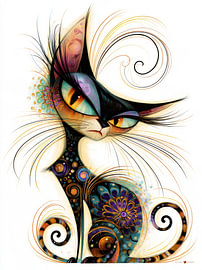Boze zwarte kat / poes van Gelissen Artworks