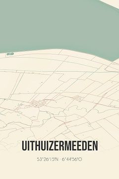 Alte Karte von Uithuizermeeden (Groningen) von Rezona