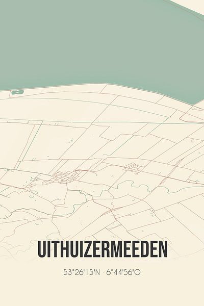 Vintage map of Uithuizermeeden (Groningen) by Prints of Place