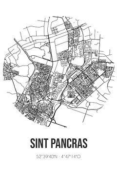 Sint Pancras (Noord-Holland) | Karte | Schwarz und Weiß von Rezona