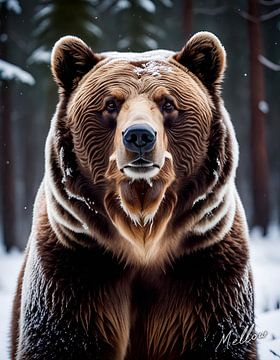 Grizzlybeer in de winter van Mellow Art