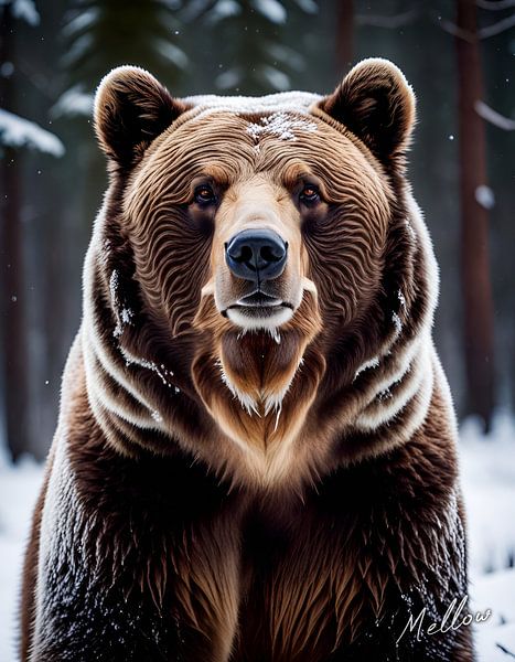 Le grizzli en hiver par Mellow Art