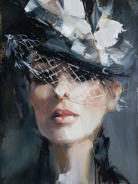 Hinter dem Netz | Porträt einer eleganten Dame von Lauren Wilde