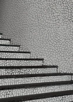 Mosaik-Treppe in Schwarz und Weiß