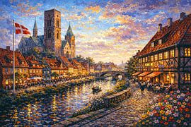 Ribe in Denmark, an impressionist painting. by Gallery Hoppenbrouwers