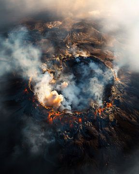 Rookwolken boven de krater van fernlichtsicht