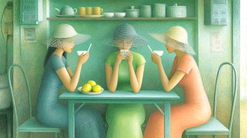 Three women in a teahouse by May