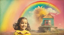 Mädchen mit blumiger Aura: Regenbogenteppiche der Familie von Cre8line