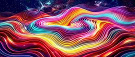 Paysage abstrait en suspension, entre cosmos et mouvement