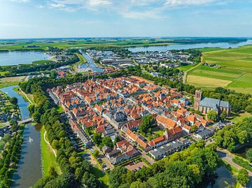 Oude ommuurde stad Elburg van bovenaf gezien van Sjoerd van der Wal Fotografie