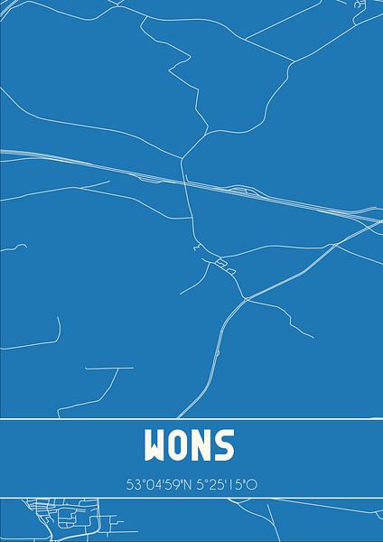 Blueprint | Map | Wons (Fryslan) by Prints of Place