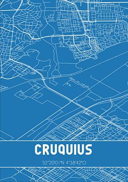 Blauwdruk | Landkaart | Cruquius (Noord-Holland) van MijnStadsPoster