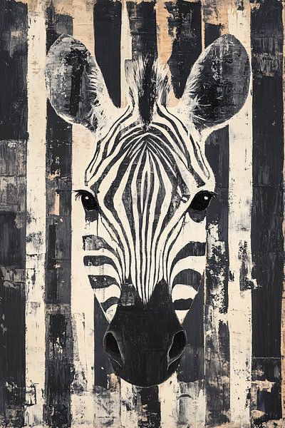 Monochromes Zebra Kunstgemälde von Imperial Art House