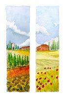 Tuscan landscapes | Watercolour Painting | Diptych