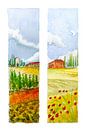 Tuscan landscapes | Watercolour Painting | Diptych by WatercolorWall thumbnail