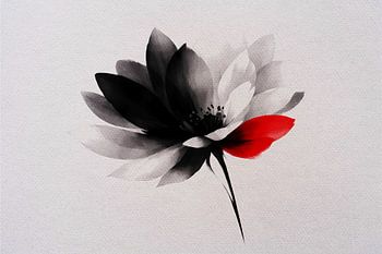 Minimalist Red Ink Flower