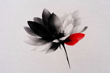 Minimalist Red Ink Flower